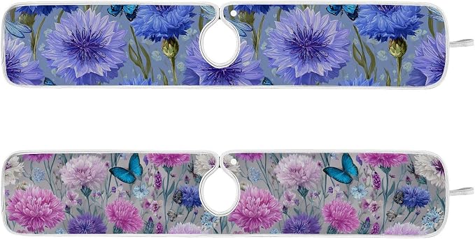 Grey Pink Corflower Butterfly Purple Sink Mat by Tatenale