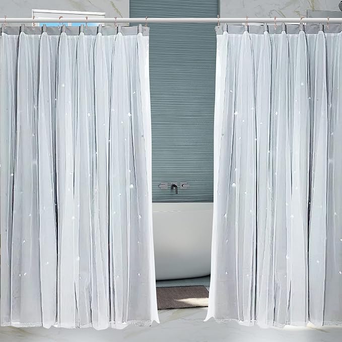 Shower Curtain Hooks, Stainless Steel Shower Curtain Hangers, Double Hook - Image 7