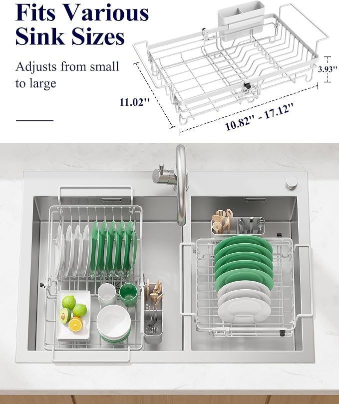 Kitsure Expandable in-Sink or Over-Sink Dish Drying Rack, Dish Drainer - Image 2