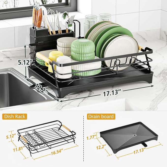 Epicano Dish Drying Rack for Kitchen Counter, Large Capacity | Raised Feet - Image 5