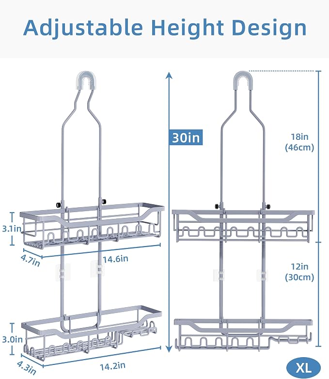 Shower Caddy Hanging Organizer, Extra Large Rack Over Showerhead - Image 2