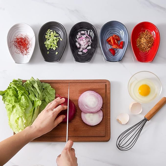 Hasense Spoon Rest for Kitchen Countertop and Stove Top, Stable Heat-resistant Spoon Holder for Home Kitchen Coffee Bar Cooking, Matte Black Utensil Rest for Spatula Ladles Tongs, 2 PCS