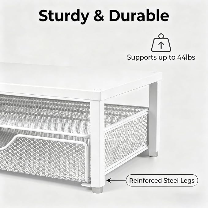 Spacrea Monitor Stand with Drawer and Pen Holder | Monitor Riser Desk - Image 4