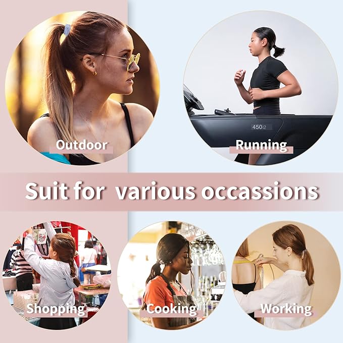 No Dmamage Hair Ties for Girls,Women,Men,Large Pony tails Hair Ties,Handmade Bracelets, Hair Tie for Thick Curly Hair,20Pcs,4-1 Design,Hair Elastics (Slight blue)