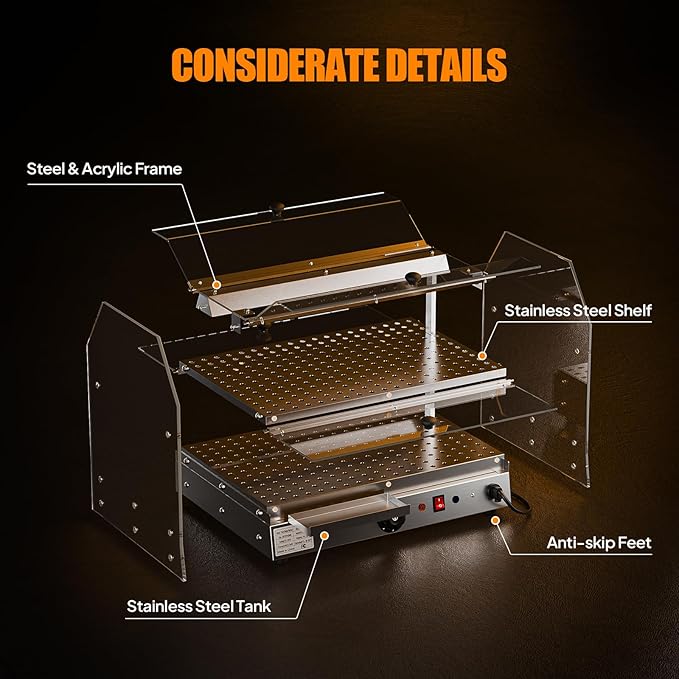 Bonnlo Commercial Food Warmer Display Pizza Warmer, 2-Tier Electric Countertop Food Warmer with LED Acrylic Door Removable Shelves Temp Control, Food Display Warmer for Buffet Restaurant, 120V 300W