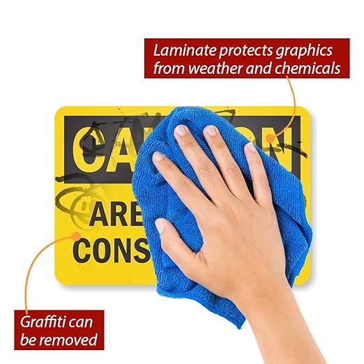 "Caution - Area Under Construction" Label by SmartSign | 7" x 10" 3M Reflective Laminated Vinyl