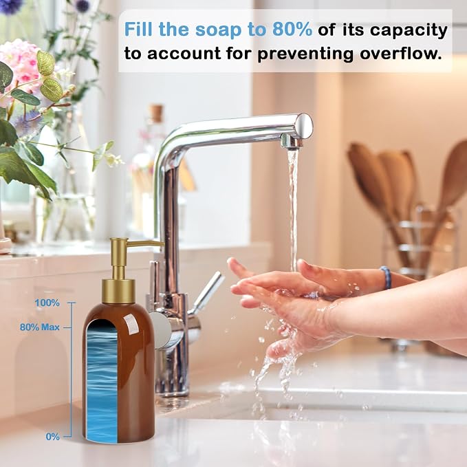 Natheeph 14OZ Ceramic Soap Dispenser Can Fill Liquid - Image 3