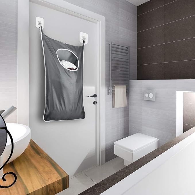 Durable hanging laundry hamper bag Behind door Space Saving - Image 4