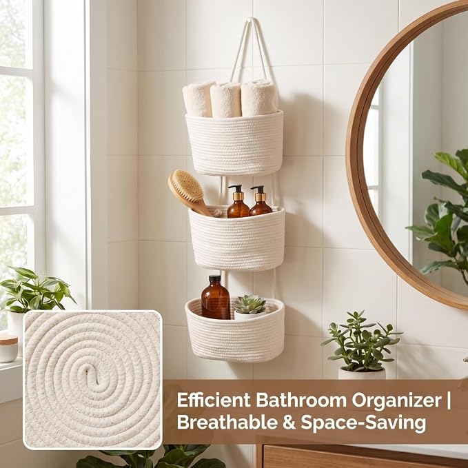 Over the Door Basket Organizer, 3 Tier Hanging Basket - Image 5
