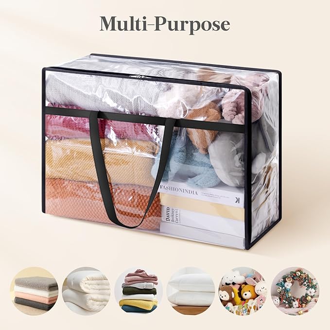 Lifewit 6 Pack Clear Clothes Storage Bags, 60L Plastic Blanket Storage Bag - Image 5