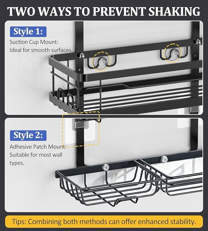 OMAIRA Shower Caddy Hanging Over the Shower Head - Image 6