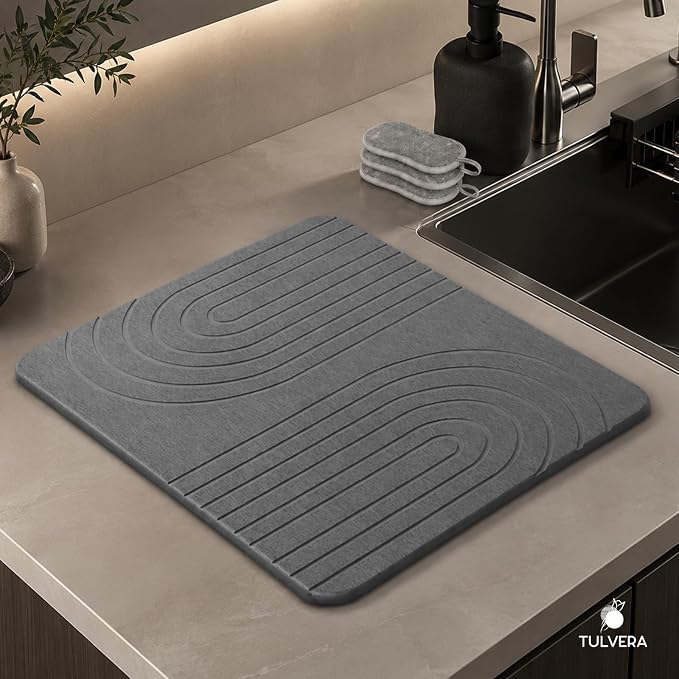 Stone Dish Drying Mat for Kitchen Counter – Diatomaceous Earth Drying Mat | - Image 7