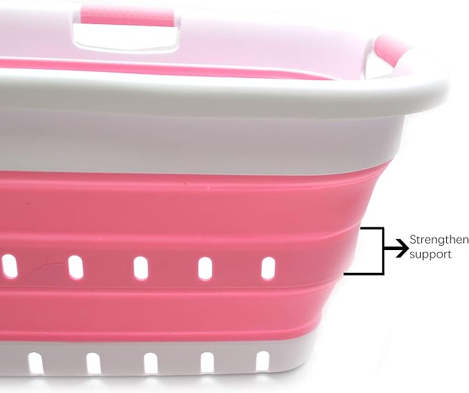 SAMMART 41L Collapsible 3 Handled Plastic Laundry Basket - Image 5