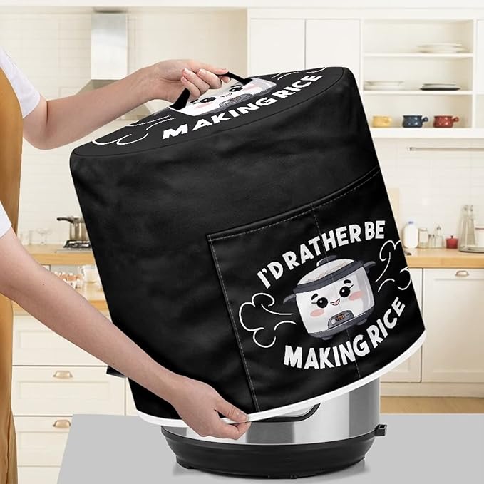 Round Pressure Cooker Cover 3 qt,Cute Cooker Pattern Kitchen Appliance Cover Dust Cover with Pockets for Electric Pressure Cooker Air Fryer Rice Cooker Steamer