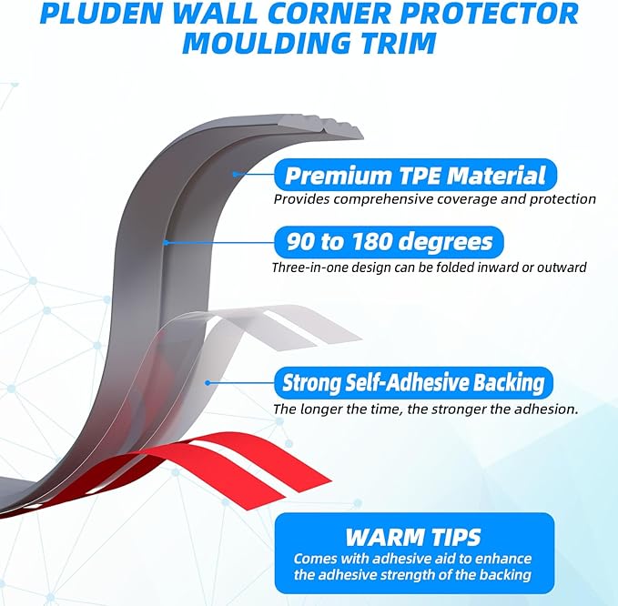 20FT Flexible Wall Corner Protector Moulding Trim, Peel and Stick Inside & Outside Wall Corner Guards Edge Protector,Self Adhesive Molding Trim Strip for Edge Ceiling