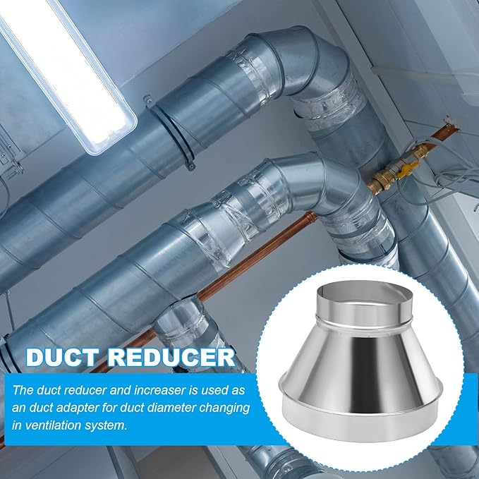 PATIKIL 10 Inch to 6 Inch Round Duct Reducer Increaser Connector, Galvanized Steel Air Duct Adapter Pipe Fitting for Bathroom Kitchen Inline Ventilation Systems, Silver Tone
