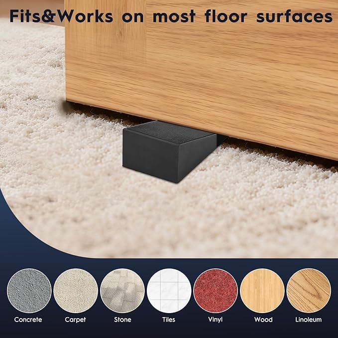 4-Pack Premium Rubber Wedge Door Stops, Solid Heavy-Duty Floor Door Stopper - Image 5