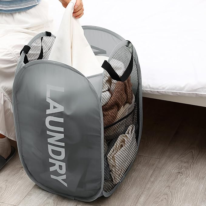 Pack of 2 Pop Up Laundry Hamper, Collapsible Laundry Baskets Dirty Clothes - Image 3