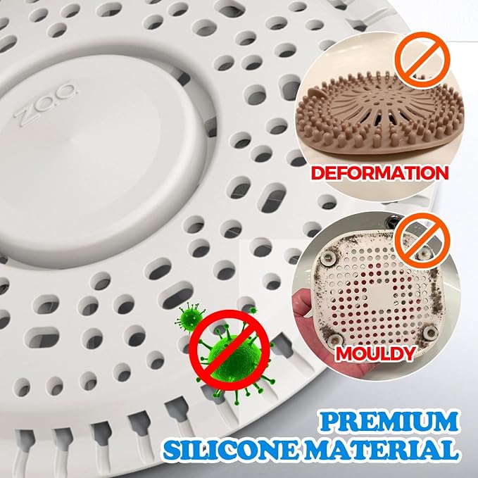 Shower Drain Hair Catcher Silicone Flat Floor Strainer Protector | 2 Pack Light - Image 5