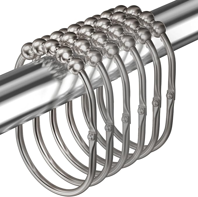 MENGJINGO 12PCS Wide Shower Curtain Hooks Rings, Rust Proof Stainless Steel | by MENGJINGO