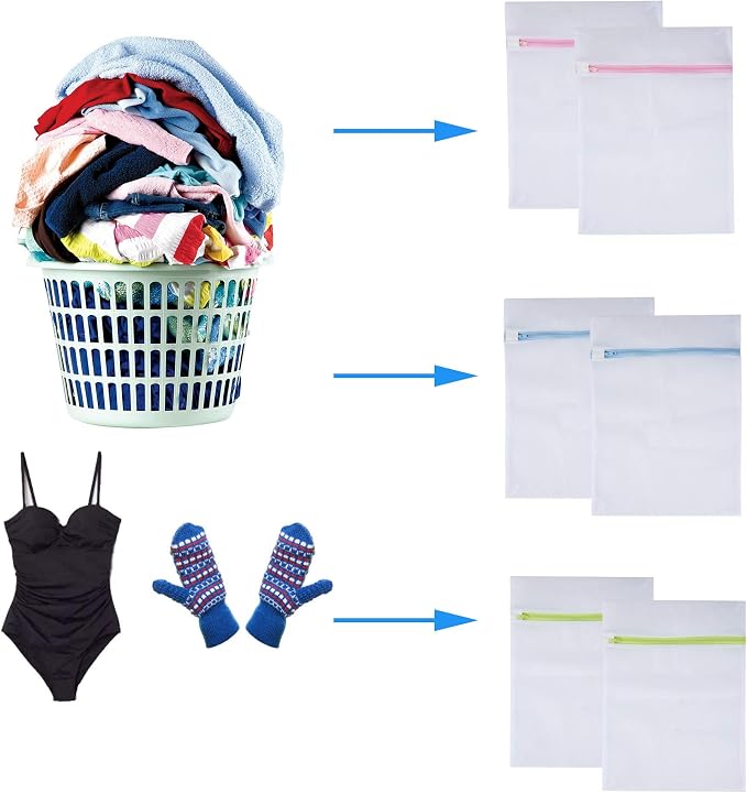 Mesh Laundry Bags 6pcs 16*12 Inch Laundry Wash Bag Colorful Zipper - Image 6