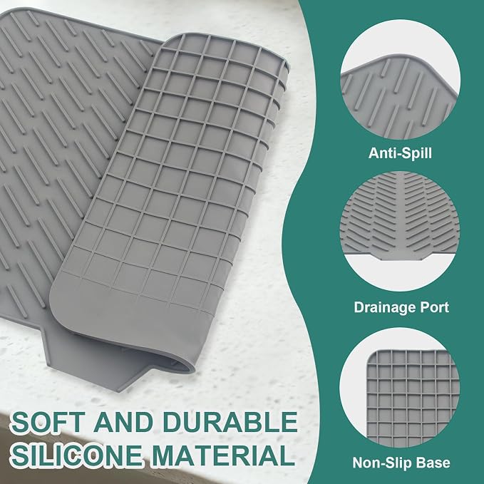 Silicone Dish Drying Mat for Kitchen Counter, Hangable & Roll-Up for - Image 4