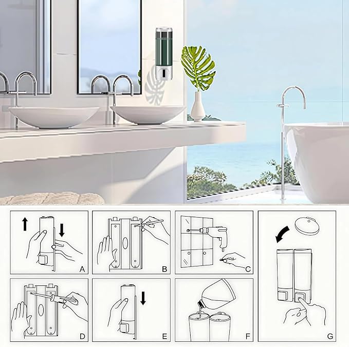 10oz/300ml Single Manual Wall Mounted Soap Dispenser - Image 7