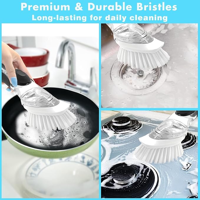 Dish Brush Refills, 12 Pack Dish Brush Replacement Head | Built-in Scraper - Image 3