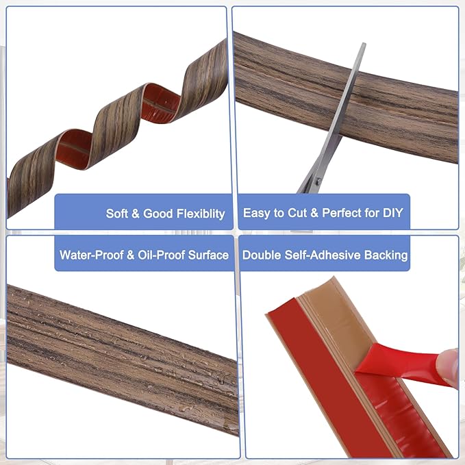 Wall Corner Protector Moulding Trim Peel and Stick Wall Corner Guards Trim Flexible Self Adhesive Edge Protector Moulding, 0.8 in x40 Ft, Smoked Brown Wood