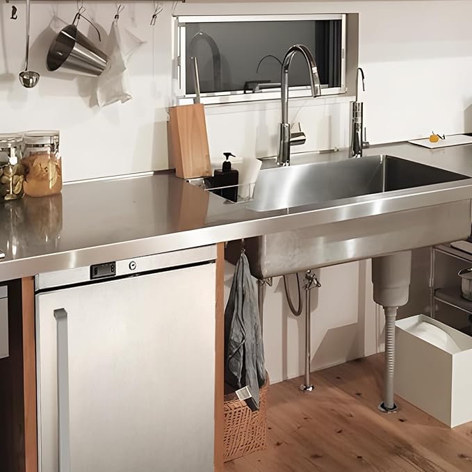 HCK Freezer, Undercounter Refrigerator with Stainless Steel Body, Electronic Temperature Control, Lockable Door, 3 Movable Baskets, Built Design for Home and Commercial Use,-11.2°F to 3.2℉, 4.1 Cu.ft.