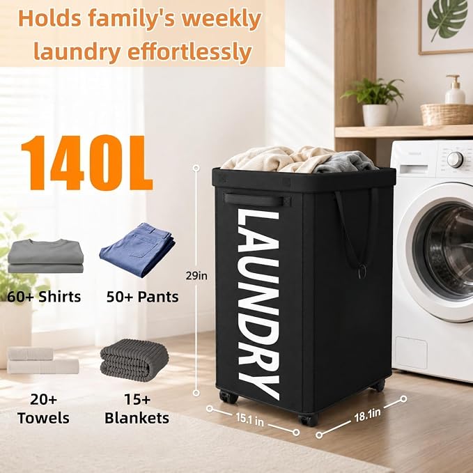 Optish 140L Extra Large Laundry Basket - Image 4