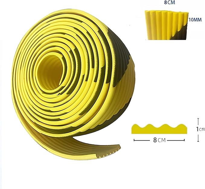 Heavy Duty Wall & Corner Guards 5m Corrugated Self-Adhesive NBR Rubber Protection with Yellow/Black Stripes for Parking Columns & Garage Safety(1PCS,8 cm)