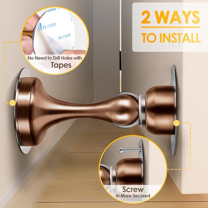 Door Stoppers Magnetic Door Catch, Stainless Steel Magnetic Door Stop 2 Pack - Image 5