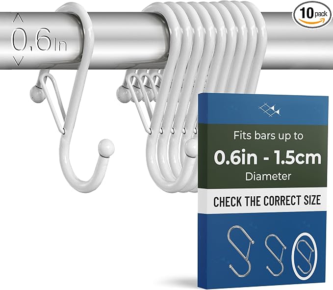 10-Pack Metal S Hooks for Hanging – Heavy-Duty S-Shaped Hooks by BLAUMARIT%C3%89