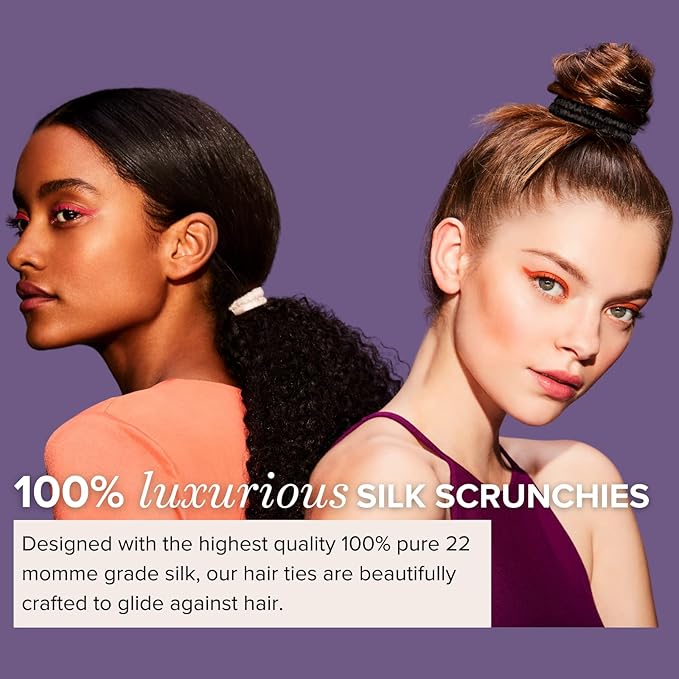 SILKE Hair Ties - Cleopatra | 100% Luxurious Silk Scrunchies (6 Pack) | Gentle on Hair, All Hold, No Damage | Ideal for All Hair Types & Styles