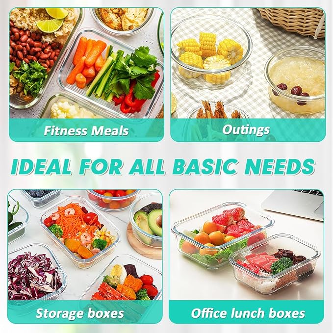 VERONES 12 Packs Glass Food Storage Containers Set - Image 6