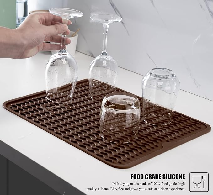 Silicone Dish Drying Mat, Non-Slip Easy Clean Sink Mat, Large Heat-resistant - Image 5