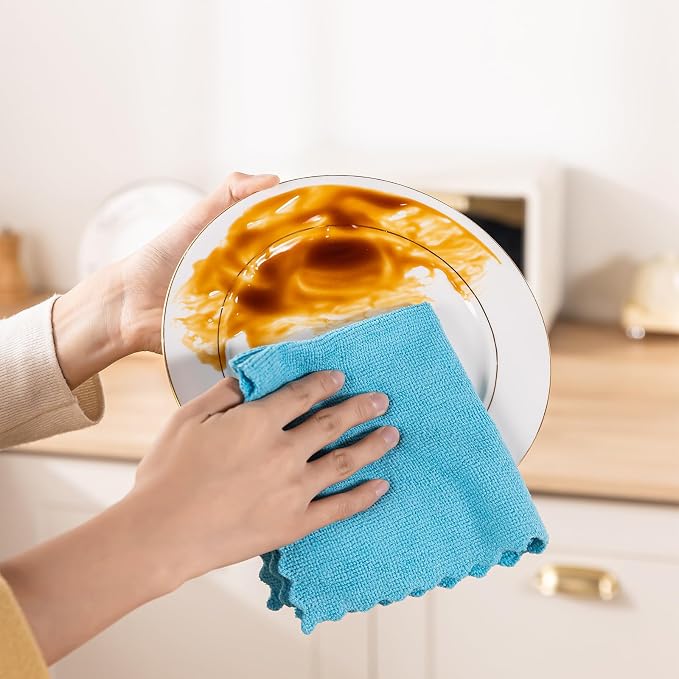 Microfiber Cleaning Cloth, 24 Pack Highly Absorbent Cleaning Rags, Reusable - Image 4