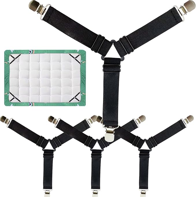 4PCS Bed Sheet Holder Straps – Triangle Adjustable Elastic Fasteners by Unknown