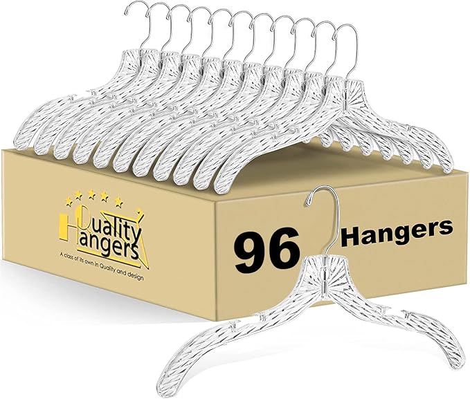Quality Clear Plastic Hangers 96 Pack by QualityHangers