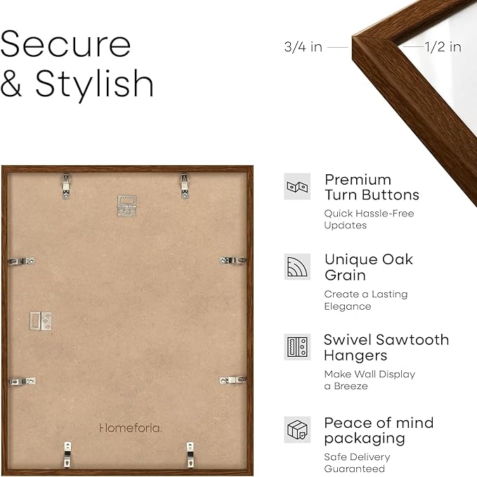 Homeforia 15x18 Diploma Brown Frame, High End Dark Oak 15by18 Certificate Wood Frames with Mat 11x14, 15 x 18 Walnut Wooden Document Frame, Graduation Degree Frames, Tempered Glass, Wall Kit, Set of 3