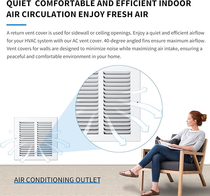24x14 Return Air Grille(Duct Opening Size),Air Return Vent Cover,Flat Vent Cover,Rejillas De Aire Acondicionado para Casa,Return Air Grilles,Outer Dimensions:25.75"Wx15.75"H(24"Wx14"H, Duct Opening)
