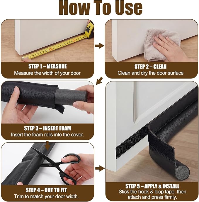 4 Pack Door Draft Stopper 36.6" One-Side Adjustable Under Door Blocker Sweep - Image 3