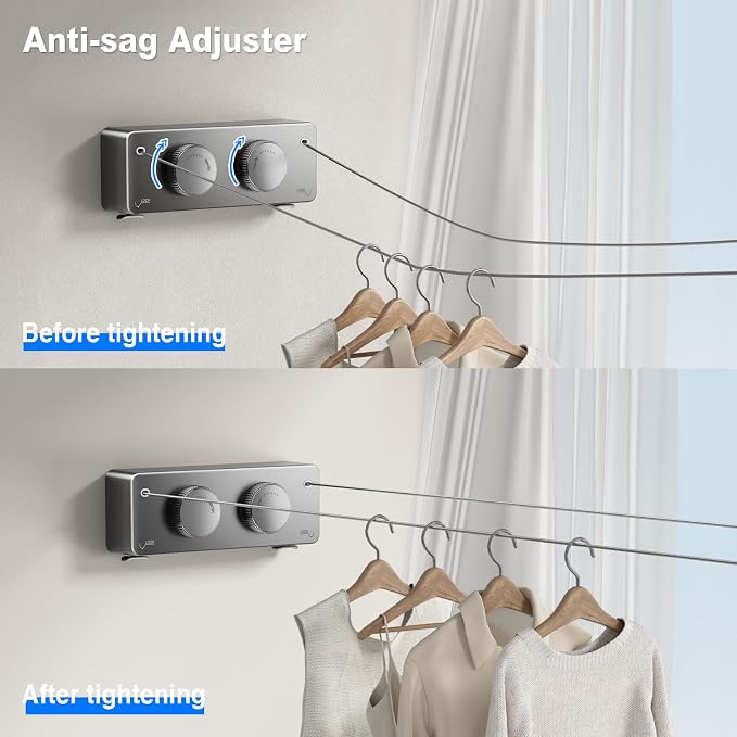 MUSTORN Retractable Clothesline Indoor, Non-Sagging Twin Clothes Line - Image 4