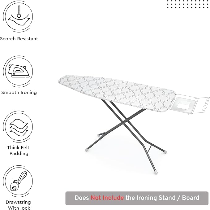 Encasa XO Ironing Board Cover and Pad, Thick Felt 54"x15" - Image 3