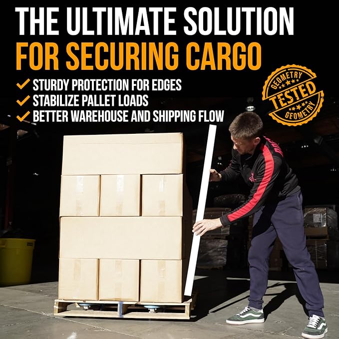 24" x 2" x 2" Reinforced Cardboard Edge Protectors, White (Pallet of 3380) – 0.225" Thick Extra Heavy-Duty Cardboard Corner Protectors – American Quality V-Board Pallet Edge Guard