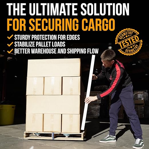 36" x 2" x 2" Reinforced Cardboard Edge Protectors, White (Pack of 12) – 0.16" Thick Heavy-Duty Cardboard Corner Protectors for Shipping – American Quality V-Board Pallet Edge Protectors
