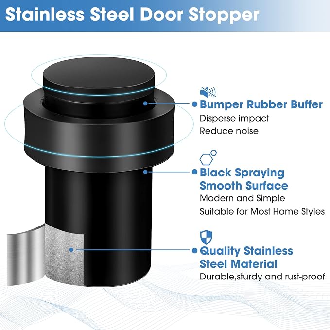 Chumia 30 Pcs Floor Mounted Door Stopper Stainless Steel, Wall Protector - Image 3