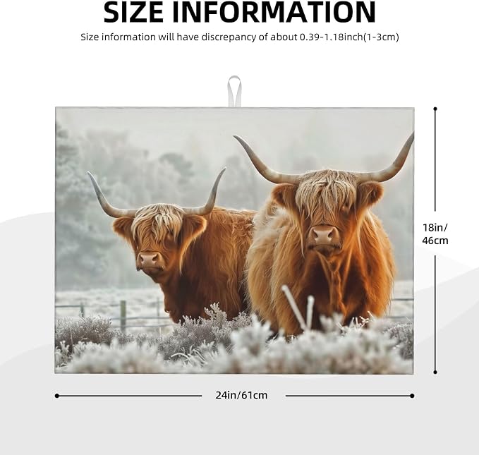 Highland Cow Dish Drying Mat For Kitchen Counter, Super Absorbent Microfiber - Image 2