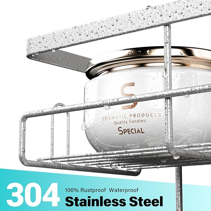 Aitatty Over the Door Hanging Shower Caddy: No Drill Rustproof Shower Rack - Image 2